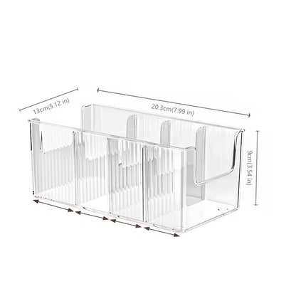 6pc-Four-compartment Large-capacity Transparent Condiment Storage Box