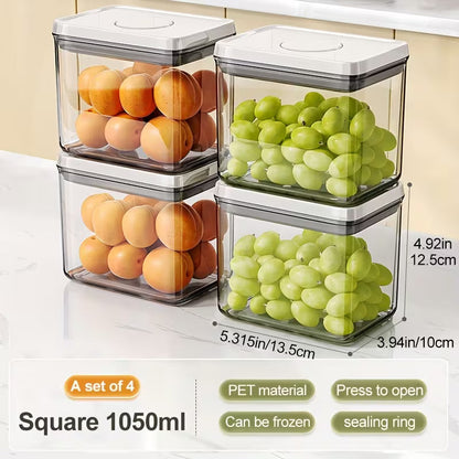 4 PCS 35.5-ounce Airtight Food Storage Containers with Lids and a Push-to-seal Design